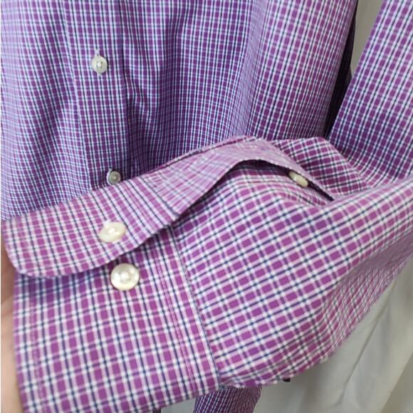 Ralph Lauren Purple Navy White 100% Cotton Button Down, 16.5 32/330 - Picture 2 of 8